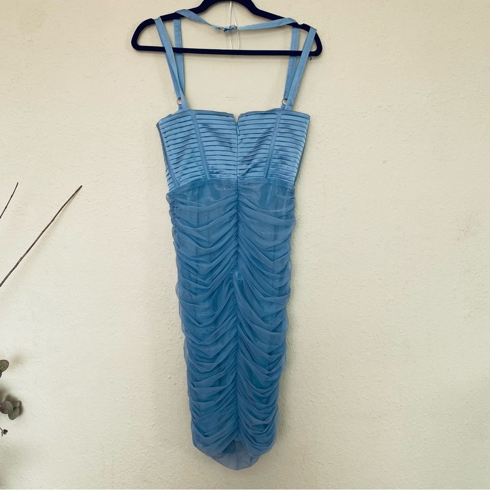 House of CB ‘Josephine’ Baby Blue Pleated Corset Midi Dress NWOT size L - Picture 10 of 13